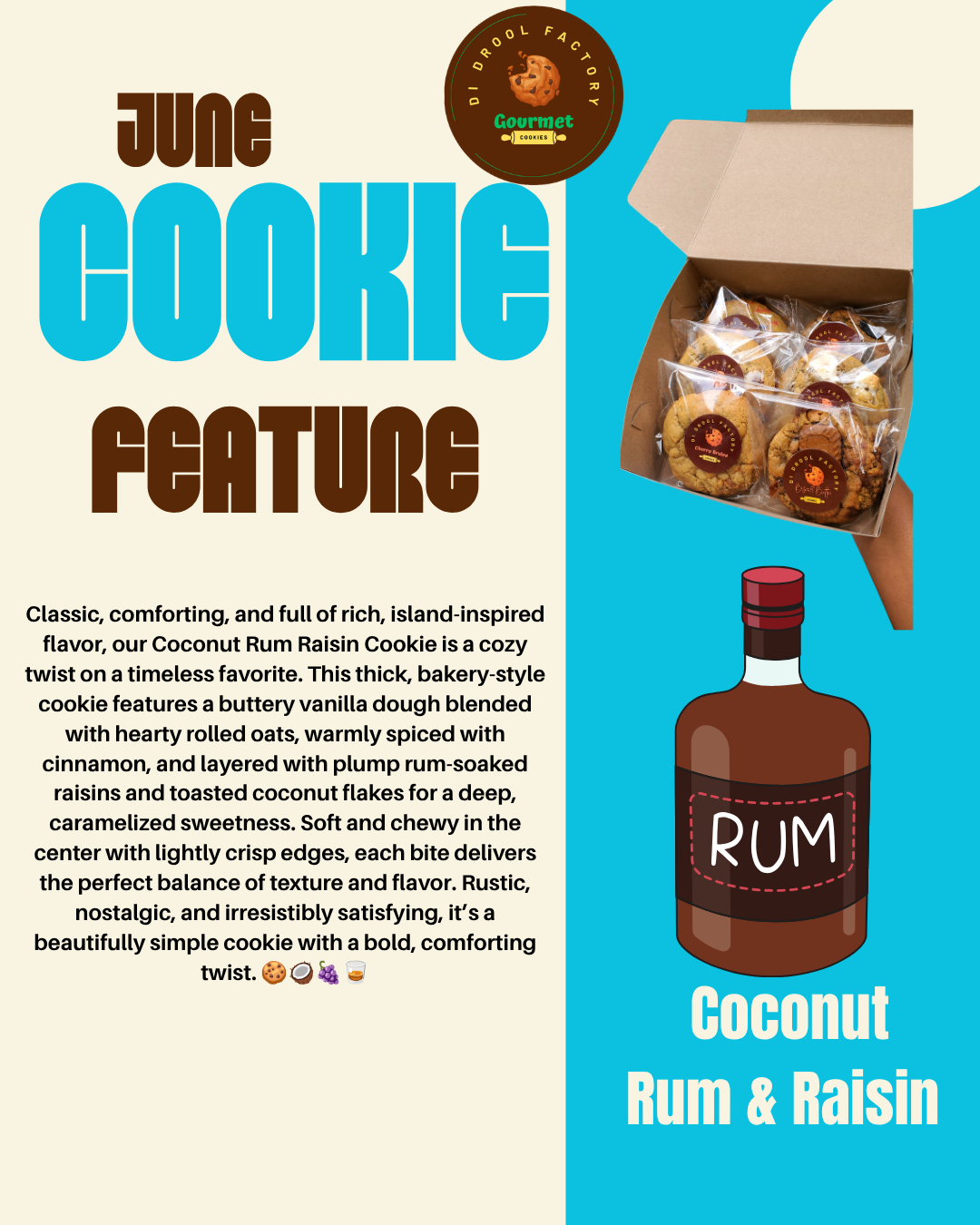 Coconut Rum & Raisin Oat Cookie