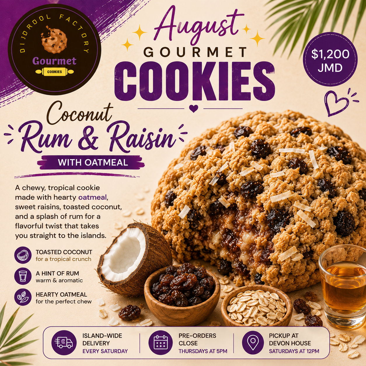 Coconut Oat Rum & Raisin